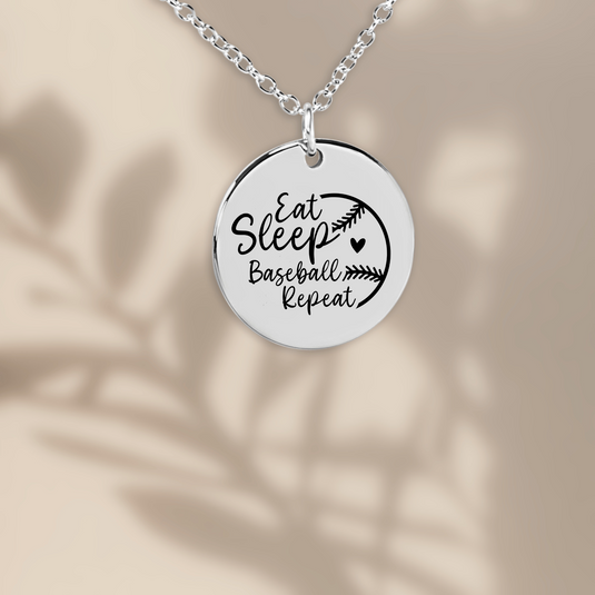 Eat Sleep Baseball Repeat Coin Necklace