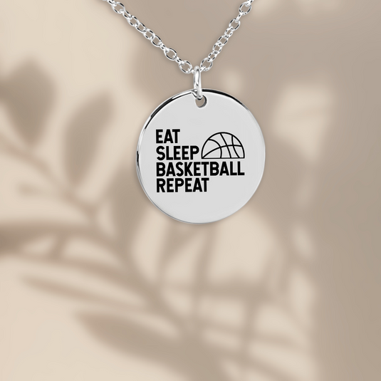 Eat Sleep Basketball Repeat Coin Necklace