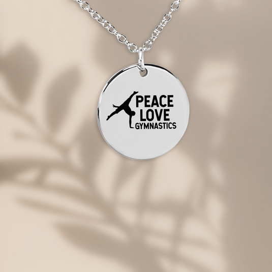 Peace Love Gymnastics Coin Necklace