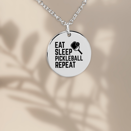 Eat Sleep Pickleball Repeat Coin Necklace