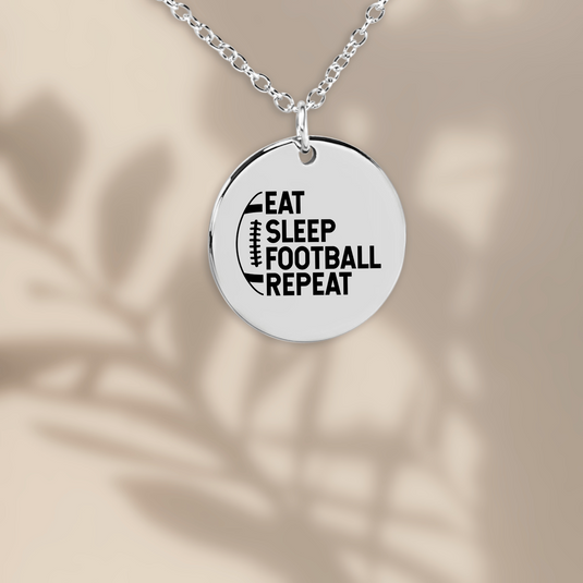 Eat Sleep Football Repeat Coin Necklace