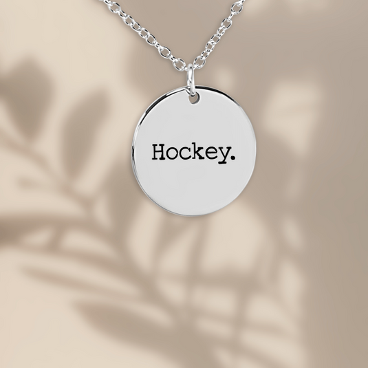 Hockey Typewriter Design Coin Necklace