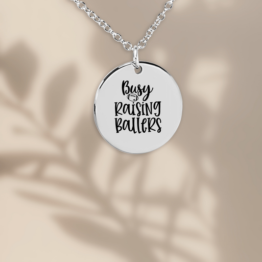 Busy Raising Ballers Football Coin Necklace