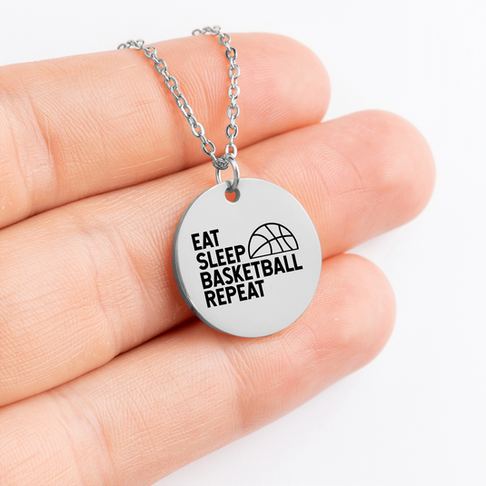 Eat Sleep Basketball Repeat Coin Necklace