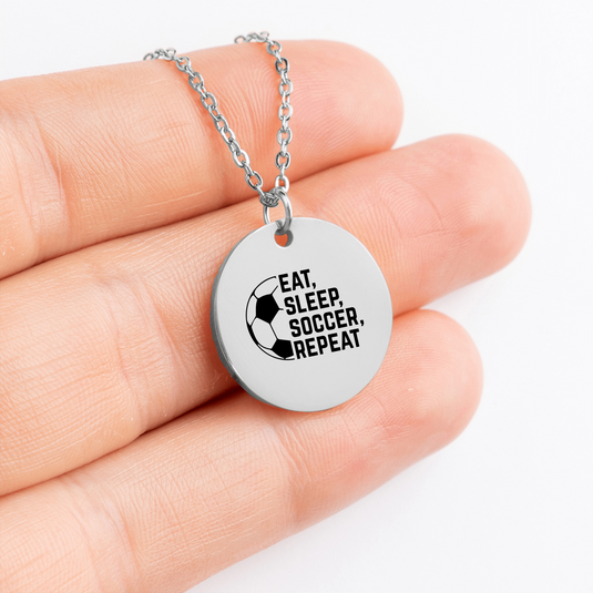 Eat Sleep Soccer Repeat Coin Necklace