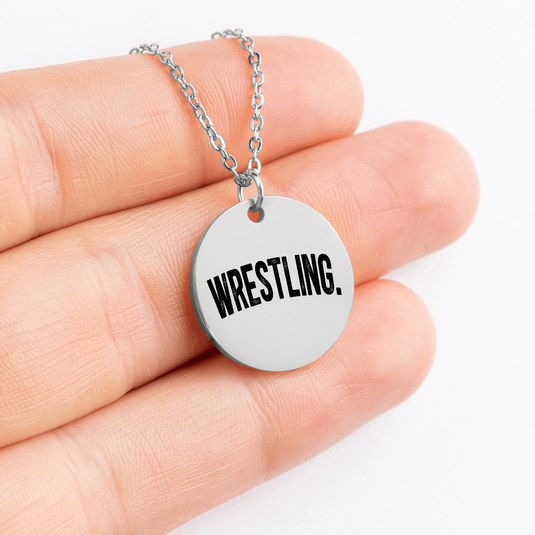 Wrestling Rustic Design Coin Necklace