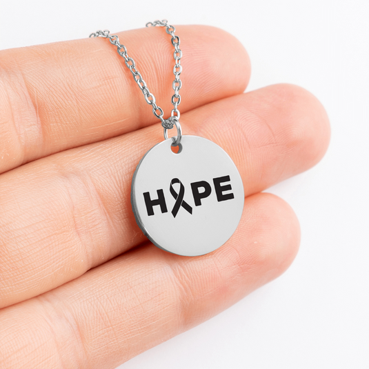 Hope Cancer Ribbon Coin Necklace