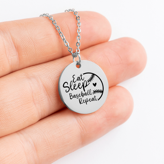 Eat Sleep Baseball Repeat Coin Necklace