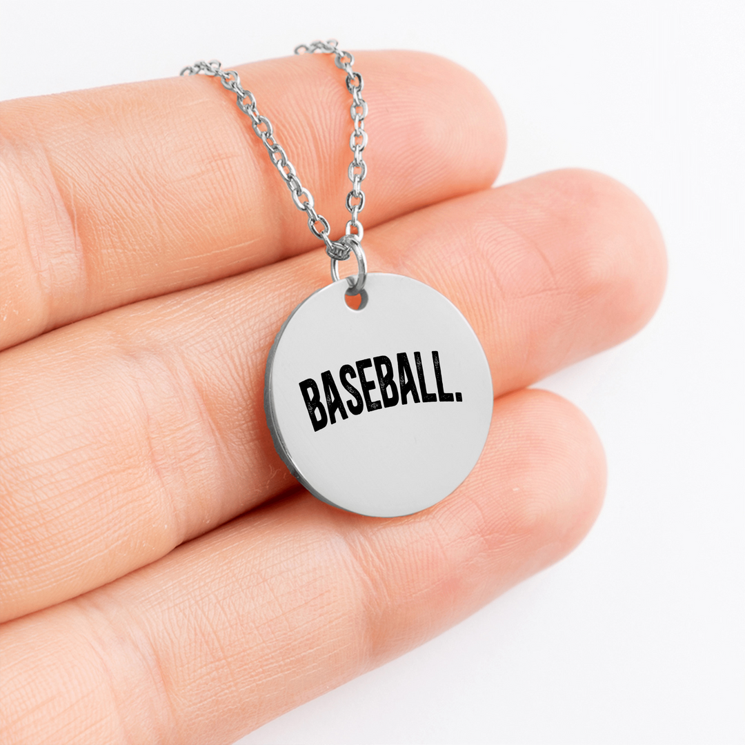 Baseball Rustic Design Coin Necklace