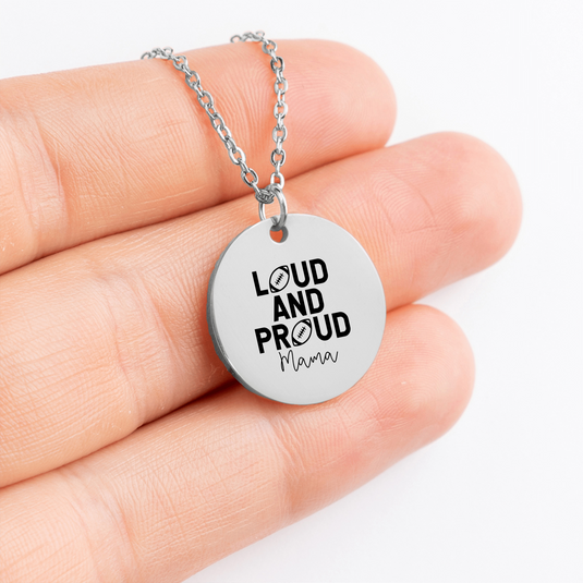 Loud and Proud Mama Football Coin Necklace