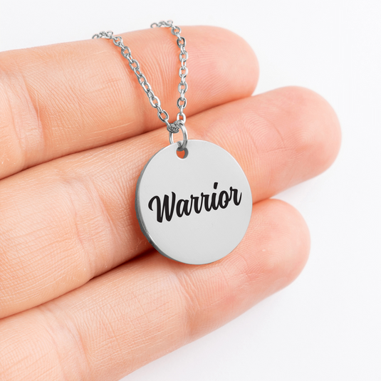 Warrior Cursive Design Coin Necklace