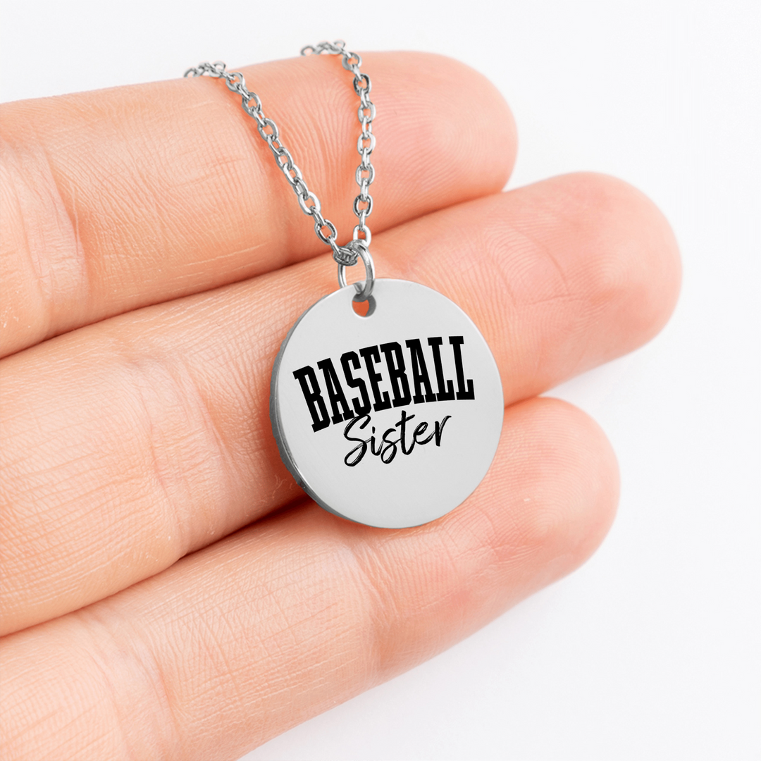Baseball Sister Tall Design Coin Necklace