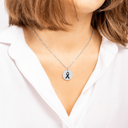 Cancer Ribbon Coin Necklace