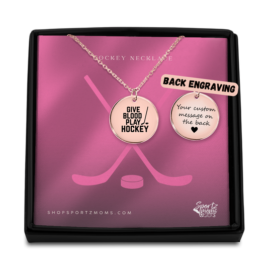 Give Blood Play Hockey Coin Necklace