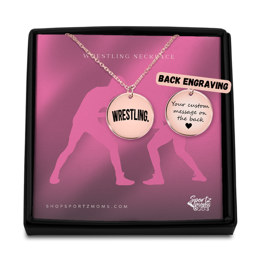 Wrestling Rustic Design Coin Necklace