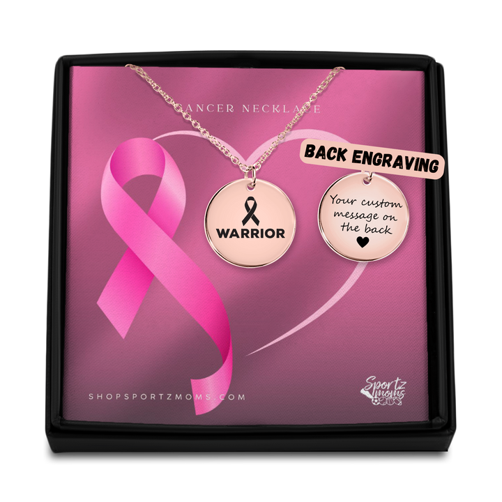 Warrior & Cancer Ribbon Design Coin Necklace