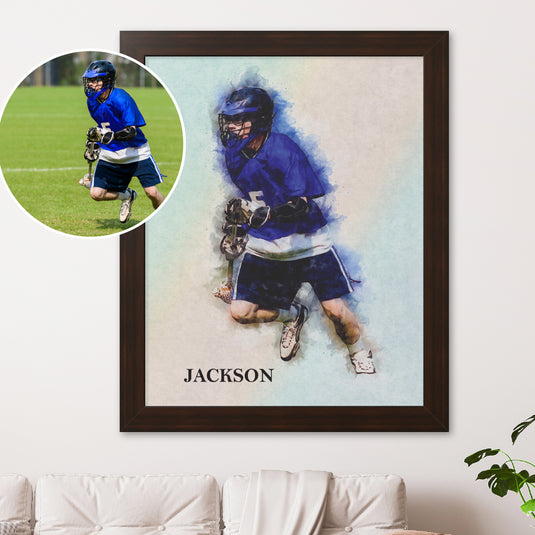 Custom Athlete Framed Art - Watercolor Effect