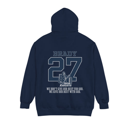 Iron Knights Premium Adult Unisex Hooded Sweatshirt W/Name, Number & Bible Verse - Block Design