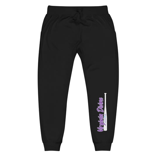 Virginia Divine Sports Unisex fleece sweatpants - White Bat Logo