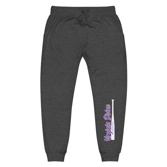 Virginia Divine Sports Unisex fleece sweatpants - White Bat Logo