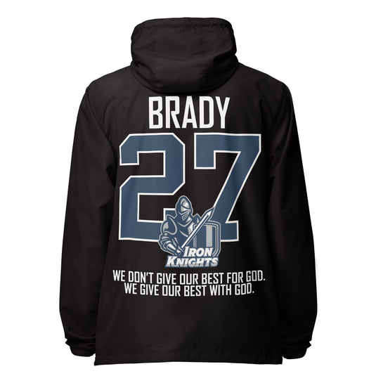 Iron Knights Unisex Lightweight Zip Up Windbreaker w/Text Only, Blue Name & Number on back