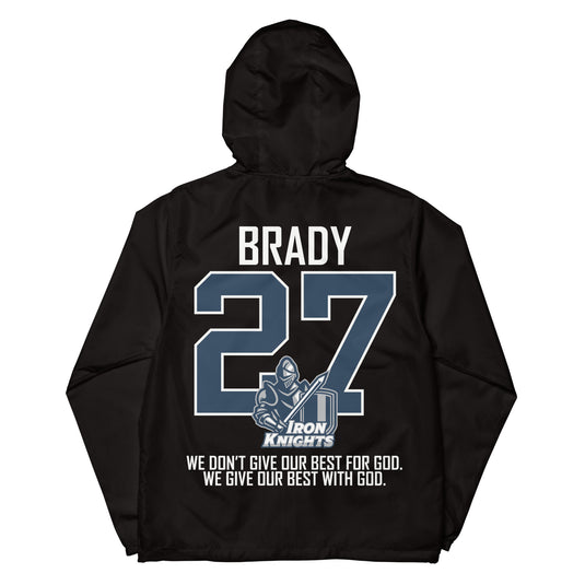 Iron Knights Unisex Lightweight Zip Up Windbreaker w/Text Only, Blue Name & Number on back