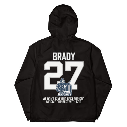 Iron Knights Unisex Lightweight Zip Up Windbreaker w/Text Only, White Name & Number on back