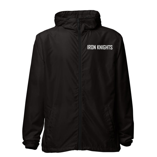 Iron Knights Unisex Lightweight Zip Up Windbreaker w/Text Only, White Name & Number on back