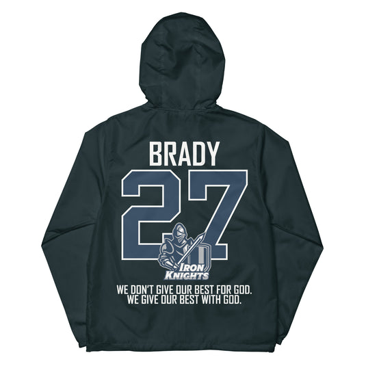 Iron Knights Unisex Lightweight Zip Up Windbreaker w/Text Only, Blue Name & Number on back