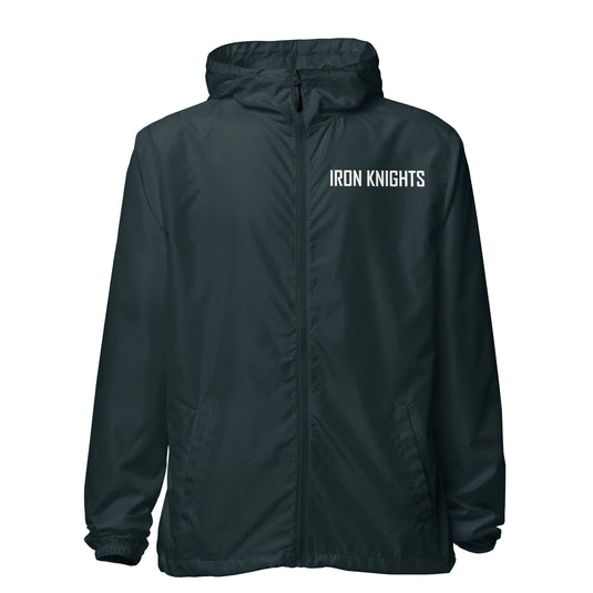 Iron Knights Unisex Lightweight Zip Up Windbreaker w/Text Only, White Name & Number on back