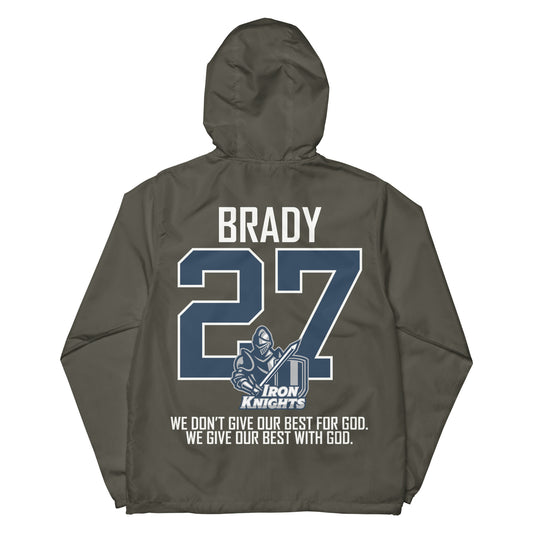 Iron Knights Unisex Lightweight Zip Up Windbreaker w/Text Only, Blue Name & Number on back