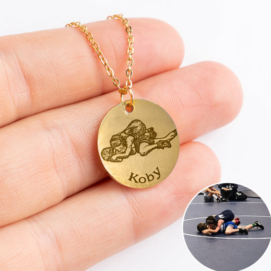 Custom Athlete Picture Coin Necklace